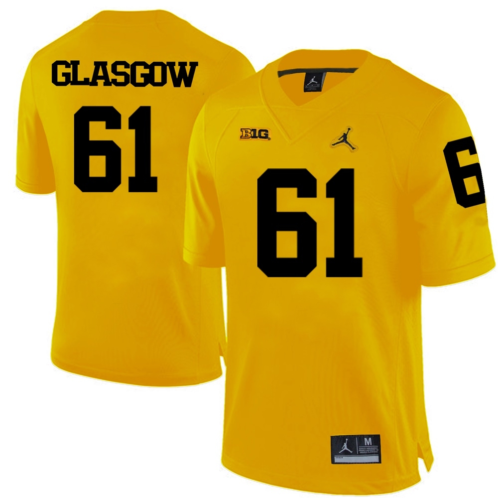 Michigan Wolverines Men's NCAA Graham Glasgow #61 Yellow College Football Jersey ABM7149LJ